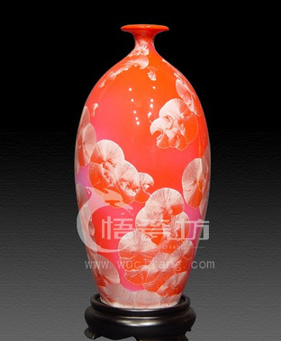 红云托月德化陶瓷工艺品结晶釉花瓶家居摆设乔迁商务礼品