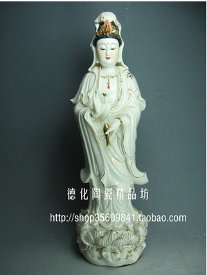 立莲观音菩萨佛像-德化陶瓷工艺品佛教用品德化瓷雕德化瓷